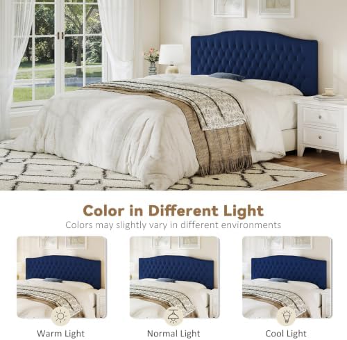 Befurtori King Headboard Only, Velvet Classic Tufted Design, Navy Blue