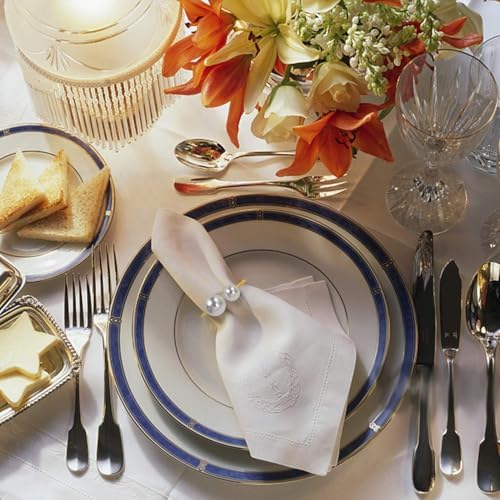 KPOSIYA Pearl Napkin Rings Set of 12 Gold Napkin Holder for Table Decor