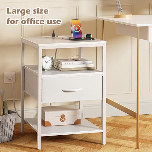 SUPERJARE Nightstand with Charging Station, USB-C Port, Bedside Table