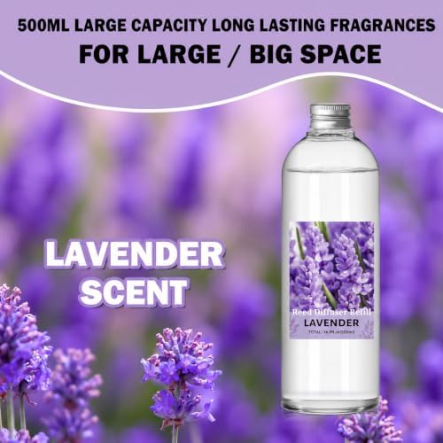 SCENTORINI Lavender Diffuser Reed Diffuser Oil Refill, 16.9 FL OZ, 6 Sticks