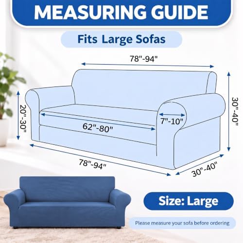 KEKUOU Stretch Couch Covers for Sofa, 3 Cushion Couch Slipcover,Riverside