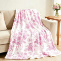 JarThenaAMCS Pink Floral Fuzzy Blanket Pink Flowers Throw Blanket Decorative Soft Cozy Flannel Blankets for Home Bed Sofa Couch Chair, 50 x 60 Inch
