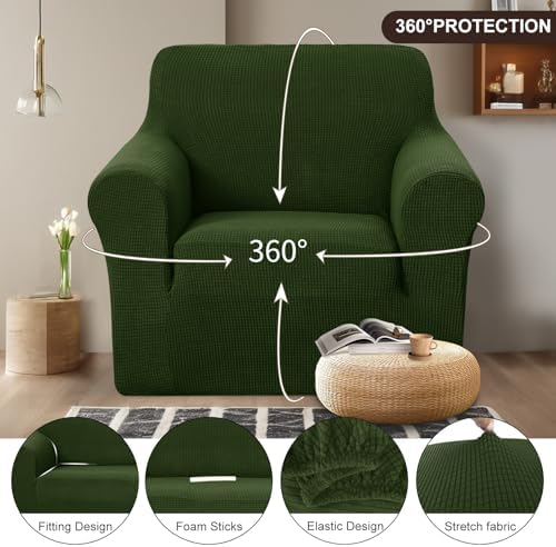 U-NICE HOME Stretch Recliner Chair Cover Armchair Slipcover, Bronze Green