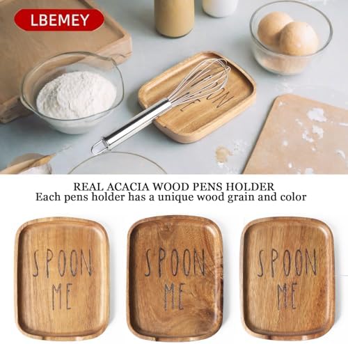 5.9 Inches Acacia Wood Spoon Rest For Stove Top - Smooth Rectangular Wooden Spoon Holder For Kitchen Counter with Non Slip Silicone Feet, Perfect Holder for Spoons, Brown, Labeled "SPOON"