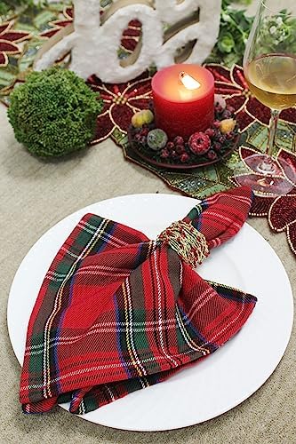 COTTON CRAFT Christmas Napkin Rings - 8 Pack Beaded Metal Twine Napkin Ring