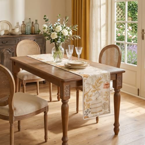 patdrea Designer French Print Short Table Runner,12"X87"