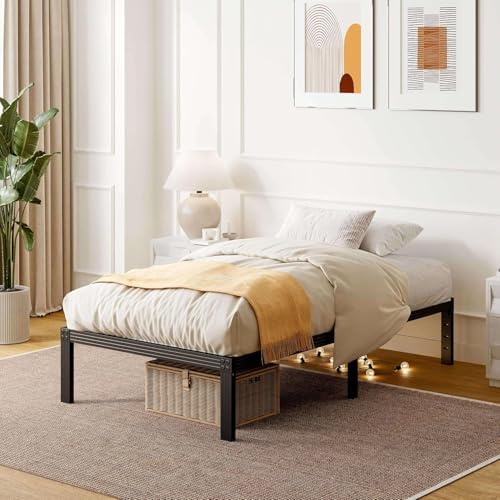Twin XL Bed Frames, 12 Inches Platform Bed Frame, 1000lbs Heavy Duty Steel Slat, Non-Slip Design, No Box Spring Needed, Easy Assembly, Quiet Noise Free, Under Bed Storage Space, Black
