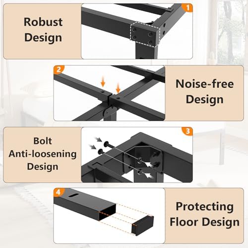 VINGLI 18 Inch King Bed Frame, Heavy Duty Metal Platform - No Box Spring Needed,Reinforced Steel Slats, Noise-Free, Easy Assembly, Ample Underbed Storage, Black