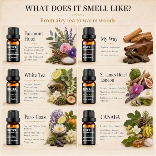 Hotel Collection Luxury Scent for Diffuser Oils Set Inspired by Iconic 5-Star Hotels- Aromatherapy Essential Oils for Diffuser & Home Scenting
