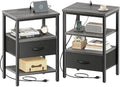SUPERJARE Nightstand Set of 2 with Charging Station, USB-C Port, End Tables