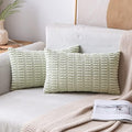MIULEE Lumbar Corduroy Decorative Throw Pillow Covers 12x20 Light Green