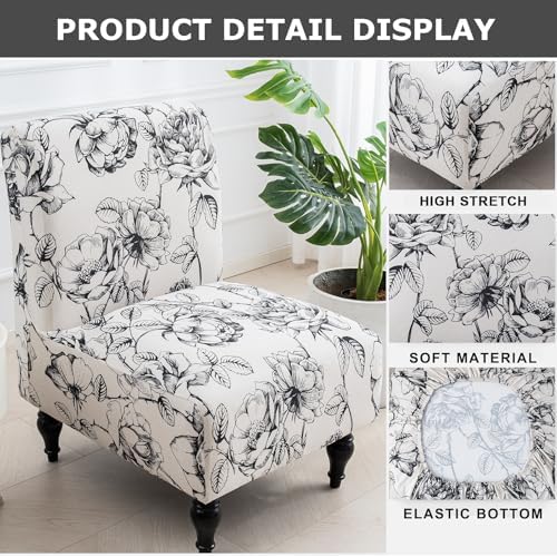 Eco-Ancheng Armless Chair Slipcover Removable Armless Accent Chairs Covers Washable Armless Slipper Chair Slipcover Printed Armless Chair Furniture Protector Covers for Living Dining Room Hotel