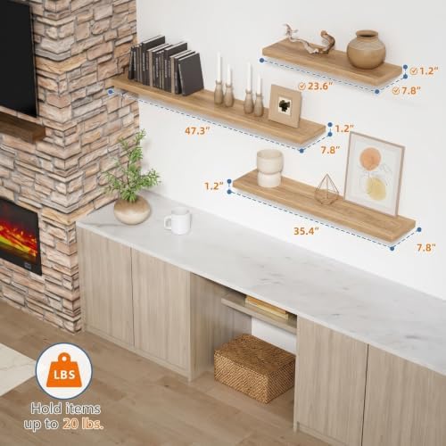 Elm Floating Shelves 24 Inch, Wooden Wall Shelves for Bathroom