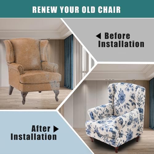 NILUOH Stretch Wingback Chair Slipcovers 2-Piece