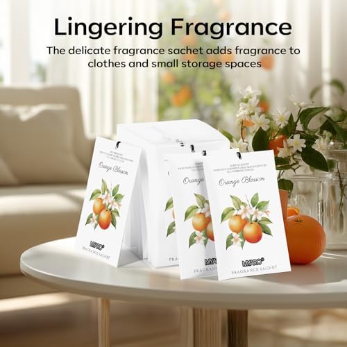 MYARO 12 Pack Orange Scented Sachets, Closet Deodorizer Car Air Freshener