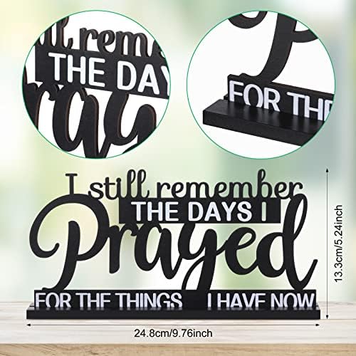 Jetec 1 Pc Remember Prayed Sign Wood Blessed Table Decor, Black, Classic