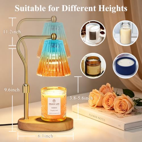 seenlast Blue Red Candle Warmer Lamp with Timer Dimmer Adjustable Height,Mothers Day Gifts,Electric Wax Warmer Vintage Home Decor for Scented Jar Candles,Birthday Gifts for Women