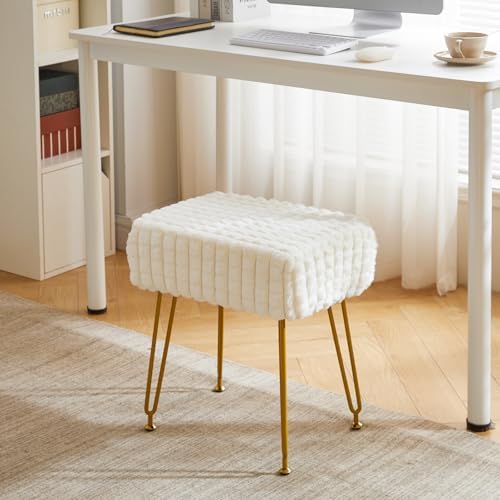 IBUYKE Makeup Vanity Chair, Rectangular Footrest Stool, White WBD003W