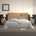 Wooden Queen Headboard Only with Storage for Bedroom (Oak, Queen)