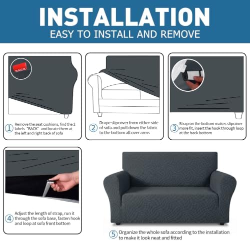 ZNSAYOTX 1 Piece Stretch Chair Cover with Arms (34"-44"), New Plaid Armchair Cover with Elastic Band for Living Room, Ultimate Soft Cozy Washable Chair Slipcover Form Fit Protector, Dark Grey