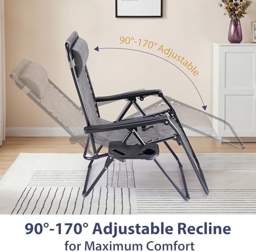 Sweetcrispy Zero Gravity Chairs Set of 2, Folding Lounge Chairs