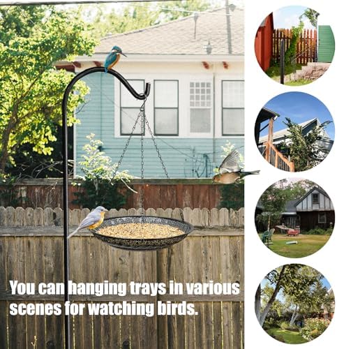 CQAIRIOU Premium Hanging Bird Feeder Tray,Size 11.8” Large Platform Bird Feeder Stainless Steel Mesh Tray,Wild Bird Feeder for Outside Hanging Seed Platform