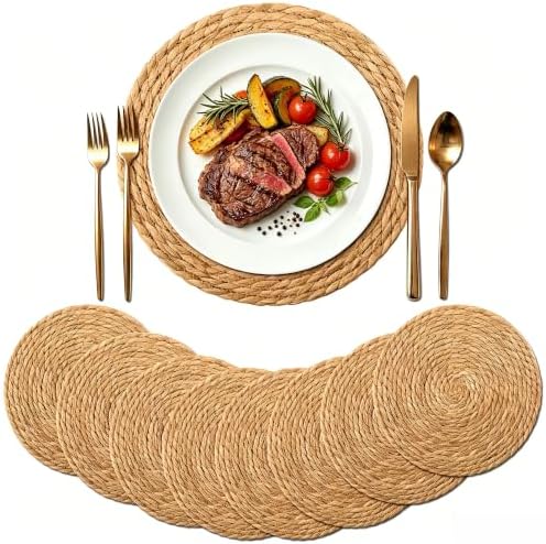 13.8" Round Woven Placemats Set of 8, Heat Resistant Plate Chargers