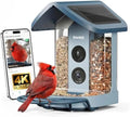 Kiwibit Solar Smart Bird Feeder with Camera, 4K HDR Live Video, AI Bird ID