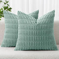 MIULEE Corduroy Decorative Throw Pillow Covers 16x16 Teal Green Pack of 2