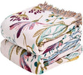 MSGKV Boho Throw Blanket 50"x60" 100% Cotton Floral Throw for Couch Sofa