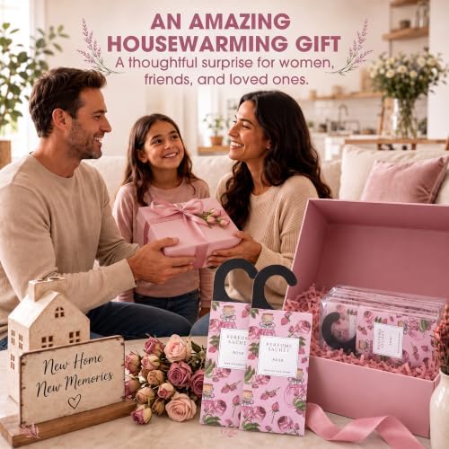 Large 12 Packs Rose Hanging Scented Sachets Long-Lasting Closet Deodorizer Air Freshener Fabric Refresher Odor Eliminator for Drawer Home Fragrance Gift Set