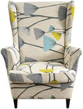 Wingback Chair Slipcovers 2 Piece,Flower Wing Chair Slipcovers,Stretch Spandex Wingback Chair Covers for Living Room Armchair,Washalbe Sofa Slipovers