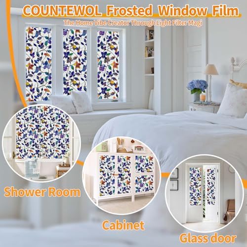 Frosted Privacy Window Film Static Cling Decorative Glass Film17.5x78.7in