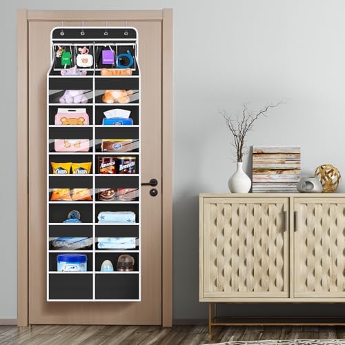 Univivi Upgraded Over the Door Organizer for Baby Nursery, Black, 6-Shelf