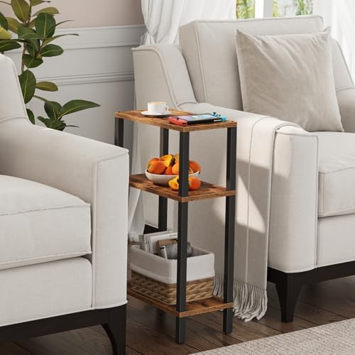 TUTOTAK Narrow Side Table, 3-Tier Small End Table for Couch