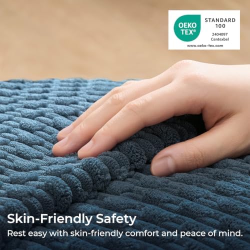 Kevin Textile Soft Corduroy 20x20 Inch Pillow Covers 2 Pack, Blue