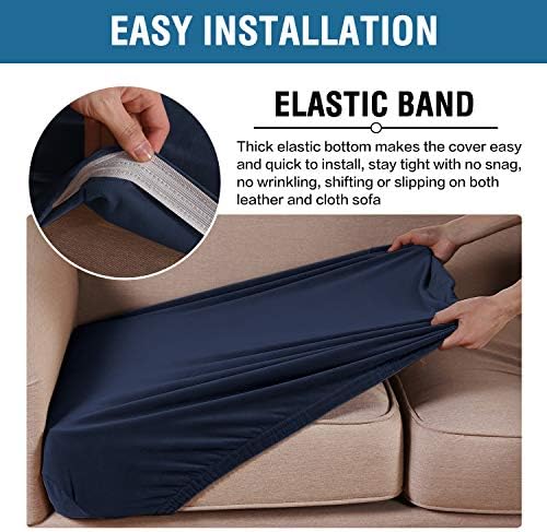 H.VERSAILTEX Velvet Stretch Couch Cushion Cover Plush Cushion Slipcover for Chair Cushion Furniture Protector Seat Cushion Sofa Cover (1 Piece Armchair Cushion Covers, Navy)
