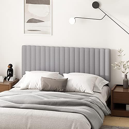 Furinno Roanne Upholstered Tufted Headboard, Glacier, Queen