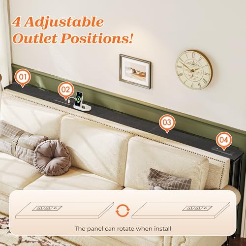 SUPERJARE 86.6 Inch Sofa Table with 2 Power Outlets and USB-C Ports