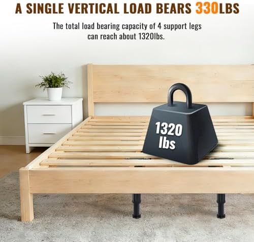 YHK 4PCS Adjustable Height Bed Support Legs 7.8-13.0inch, Heavy Duty Bed Frame Support Legs for Bed Slat and Frame, Plastic Bed Frame Support Replacement Bed Support Reinforcement Parts