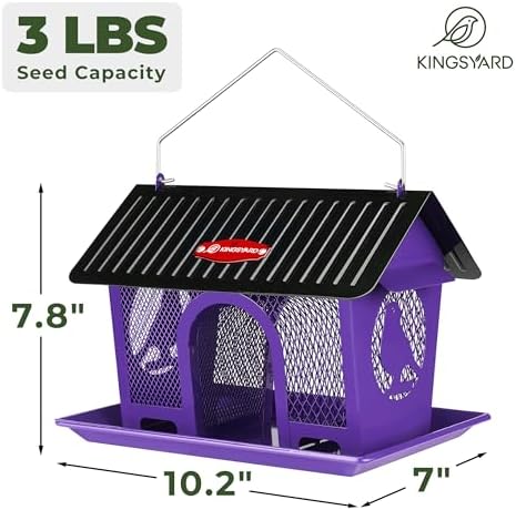Kingsyard Wild Bird Feeder for Outdoors Hanging, All Metal
