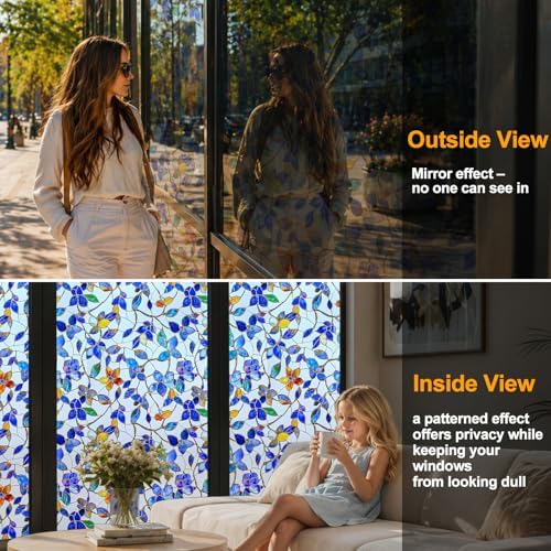 24H Privacy Heat Insulation Static Cling Decorative Glass Film24x78.7in