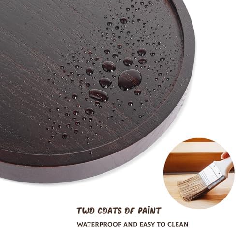Round Decorative Tray Farmhouse Kitchen Decor Soap Dish, 10" Walnut