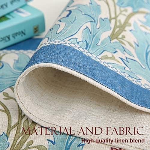 patdrea Designer Vintage French Blue Printed Table Runner,12"X118"