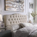 Rosevera Harriman Adjustable Height Headboard with Linen Upholstery and Button Tufting for Bedroom, Queen, Beige