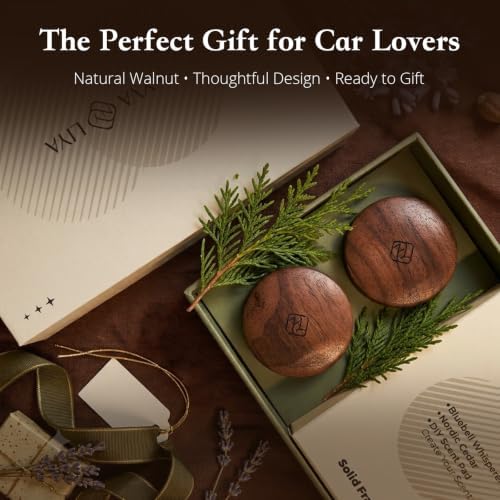 Car Air Freshener Vent Clip, 2 Pack Walnut Wood Car Diffuser
