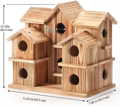 YYYUAN Cedar 10-Hole Bird House for Outside Hanging, 11x7x9 in Garden Decor