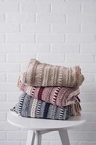 DII Braided Striped Throw Blanket, 50x60, Navy on Cream