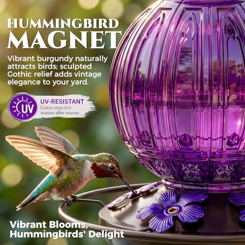 Glass Hummingbird Feeder for Outdoors Hanging, 26 fl oz Bird Nectar Feeder