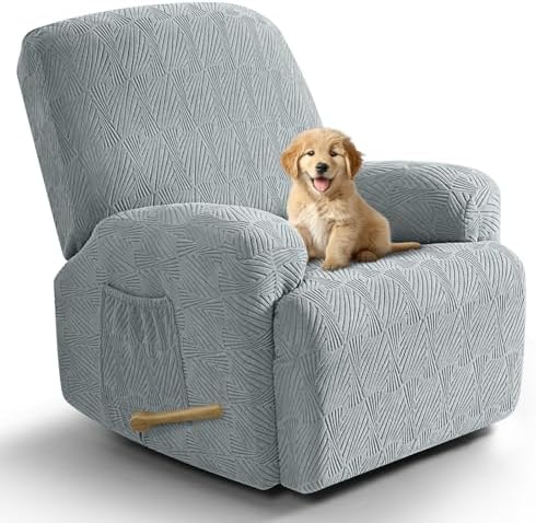 VANSOFY Oversized Recliner Chair Covers, 4-Pieces Slipcover, Light Gray